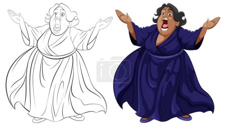 Illustration for Illustration of a passionate opera singer singing. - Royalty Free Image