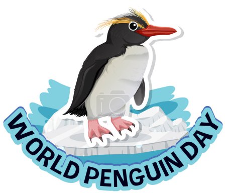 Ilustración de Colorido vector de un pingüino celebrando su día - Imagen libre de derechos