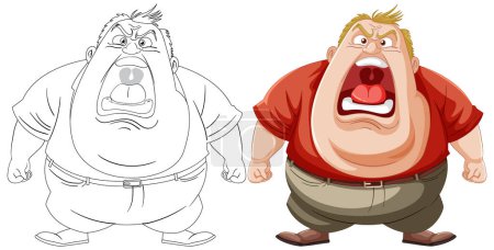 Illustration for Two cartoon characters showing anger and confrontation. - Royalty Free Image
