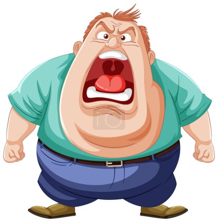Dibujos animados de un hombre gritando con una expresión furiosa