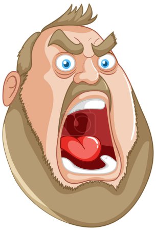Ilustración de Dibujos animados de un hombre gritando con una expresión furiosa. - Imagen libre de derechos