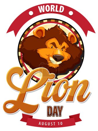 Téléchargez les illustrations : Graphisme vectoriel coloré pour l'événement Journée mondiale du lion - en licence libre de droit