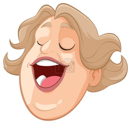 Illustration for Vector illustration of a laughing cartoon face - Royalty Free Image