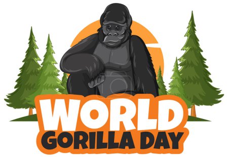 Téléchargez les illustrations : Graphique vectoriel d'un gorille pour la Journée mondiale du gorille - en licence libre de droit
