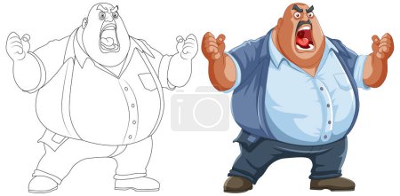 Illustration for Vector illustration of an angry cartoon boss - Royalty Free Image