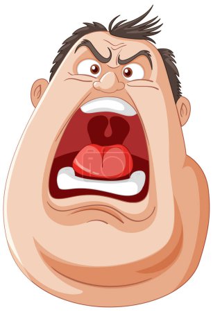 Dibujos animados de un hombre gritando con una expresión furiosa