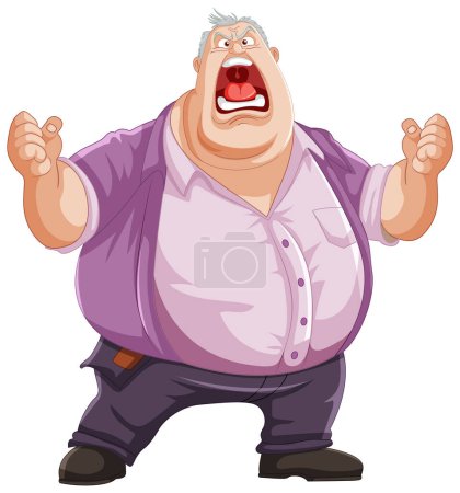 Illustration for Cartoon of a man yelling in frustration - Royalty Free Image