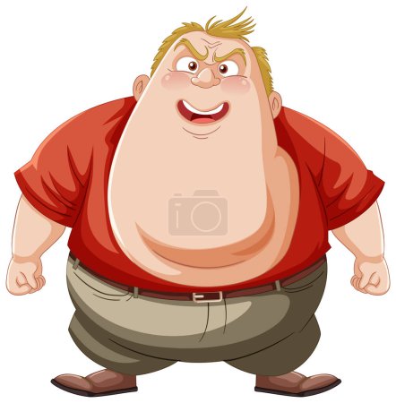 Vector illustration of a happy, overweight man
