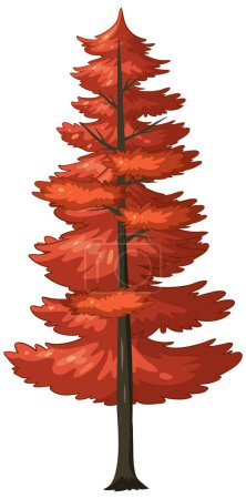 Ilustración de Gráfico vectorial de un pino rojo en otoño - Imagen libre de derechos