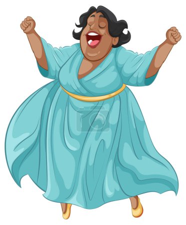 Vector illustration of a happy woman cheering