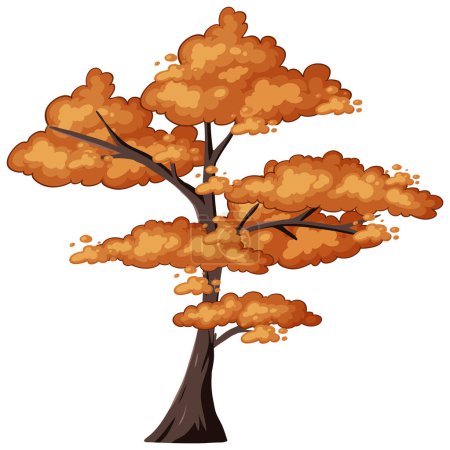 Téléchargez les illustrations : Graphique vectoriel coloré d'un arbre de saison d'automne - en licence libre de droit