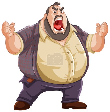 Illustration for Cartoon of a furious man shouting loudly - Royalty Free Image