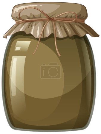 Illustration of a sealed glass jar with string.