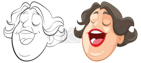 Illustration for Vector illustration of a laughing person's face - Royalty Free Image
