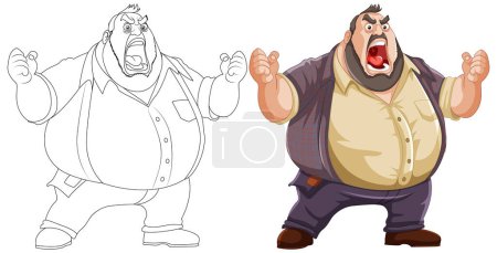 Illustration for Vector illustration of a cartoon man, angry expression. - Royalty Free Image