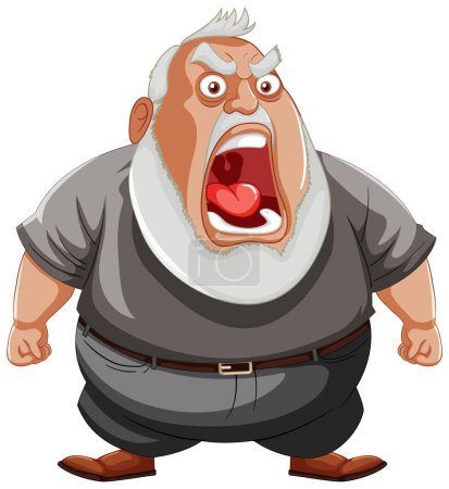 Ilustración de un hombre furioso gritando de rabia