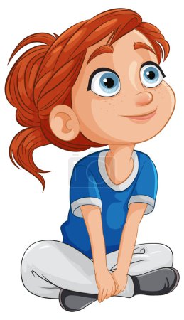 Vector graphic of a happy, seated young girl