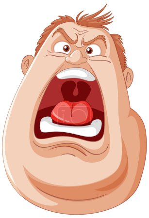 Ilustración de Dibujos animados de un hombre gritando con una expresión furiosa - Imagen libre de derechos