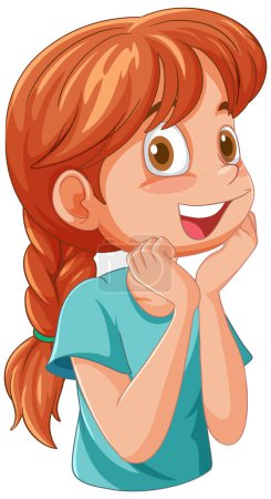 Téléchargez les illustrations : Illustration vectorielle d'une jeune fille joyeuse et souriante. - en licence libre de droit