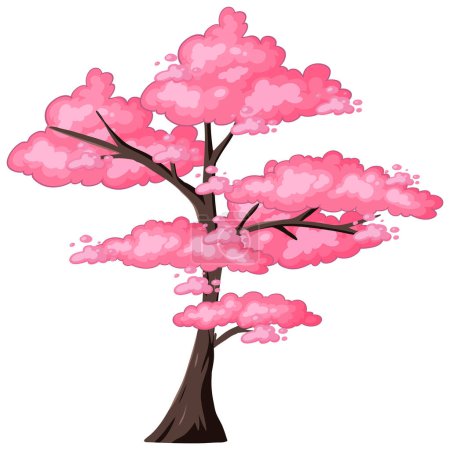Illustration for A stylized vector of a tree with pink flowers. - Royalty Free Image