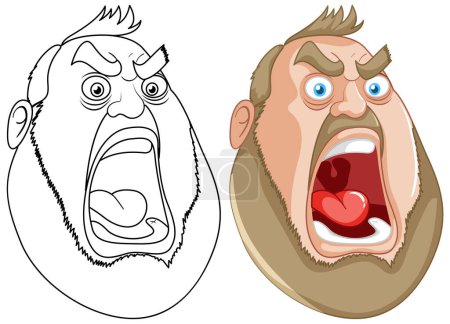 Ilustración de Obra de arte vectorial de un hombre gritando enojado - Imagen libre de derechos