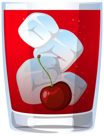 Ilustración de Ilustración vectorial de una bebida refrescante de cereza - Imagen libre de derechos