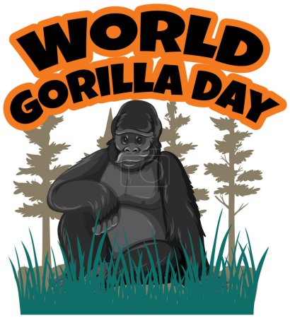 Vektorgrafik eines Gorillas zum Welt-Gorilla-Tag