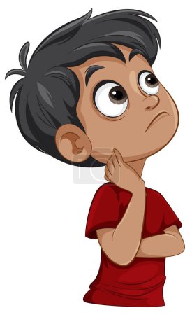 Illustration for Cartoon boy with a thoughtful expression - Royalty Free Image