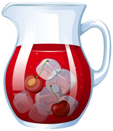 Ilustración de Ilustración vectorial de una jarra con ponche de cereza - Imagen libre de derechos