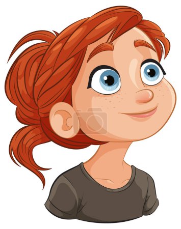 Téléchargez les illustrations : Illustration vectorielle d'une jeune rousse souriante. - en licence libre de droit