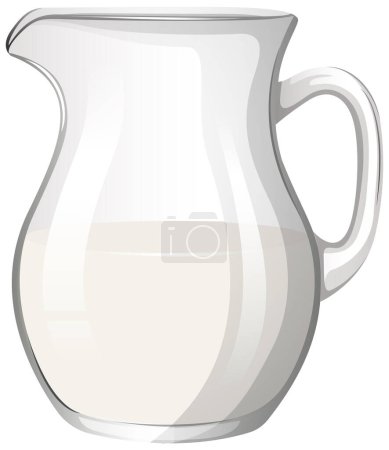 Téléchargez les illustrations : Illustration vectorielle d'un pichet à lait à moitié plein. - en licence libre de droit