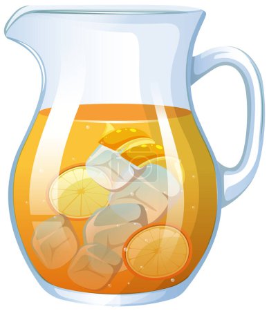 Vector illustration of a pitcher with iced tea and citrus.