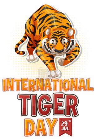 Téléchargez les illustrations : Illustration colorée honorant les efforts mondiaux de conservation du tigre - en licence libre de droit