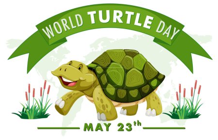 Illustration for Happy turtle graphic for World Turtle Day event - Royalty Free Image
