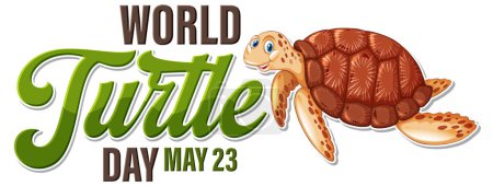 Téléchargez les illustrations : Graphique vectoriel coloré pour la Journée mondiale de la tortue, 23 mai - en licence libre de droit