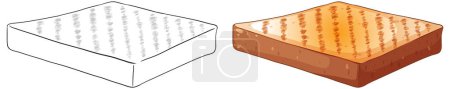 Illustration for Two mattresses depicted in white and brown colors. - Royalty Free Image