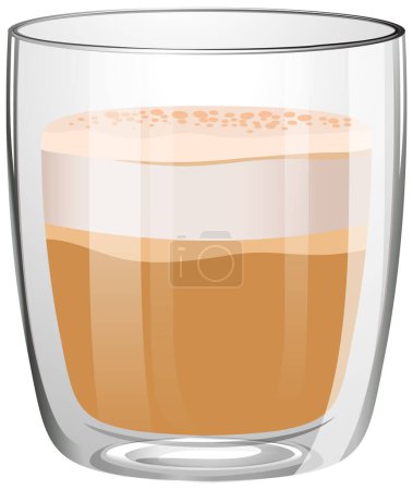 Ilustración vectorial de una bebida de café en capas