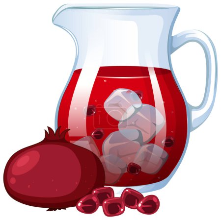 Téléchargez les photos : Illustration vectorielle du jus de grenade dans un pichet. - en image libre de droit