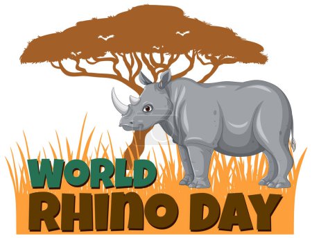 Téléchargez les illustrations : Graphique vectoriel d'un rhinocéros pour la Journée mondiale du rhinocéros - en licence libre de droit