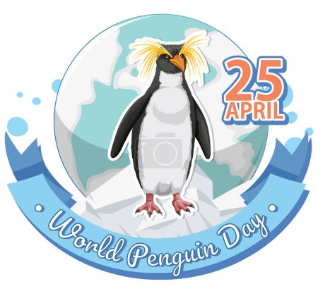 Ilustración de Colorido gráfico vectorial para el evento del Día Mundial del Pingüino - Imagen libre de derechos