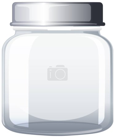 Clear glass jar with a shiny metal lid.