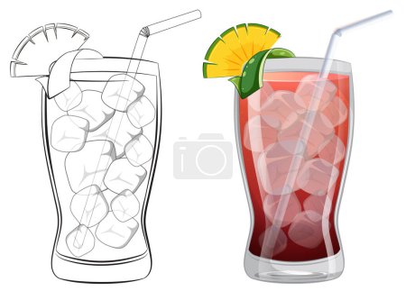 Ilustración de Gráfico vectorial de una bebida tropical colorida. - Imagen libre de derechos