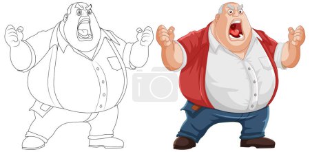 Ilustración de Dibujos animados de un hombre enojado haciendo gestos con las manos - Imagen libre de derechos
