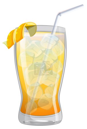 Illustration vectorielle d'une boisson froide aux agrumes avec paille.
