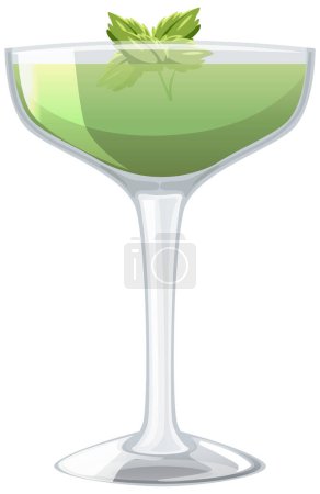 Vector graphic of a green mint cocktail in glass