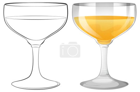 Téléchargez les illustrations : Illustration vectorielle de verres à vin, un rempli - en licence libre de droit