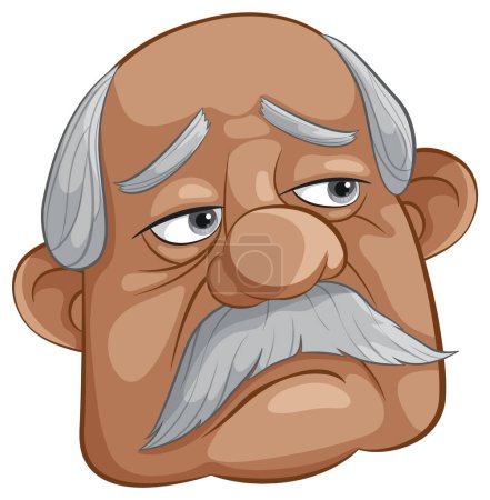 Illustration for Vector illustration of a thoughtful elderly man - Royalty Free Image