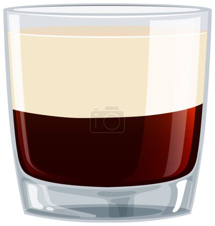 Stylized graphic of a macchiato in a clear glass