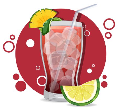 Téléchargez les illustrations : Graphique vectoriel d'une boisson froide avec garniture d'agrumes - en licence libre de droit