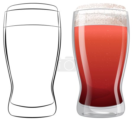 Illustration for Vector illustration of empty and full beer glasses - Royalty Free Image